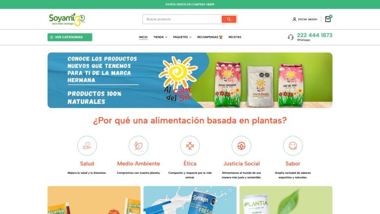 Captura de la página principal de Soyamigo.
