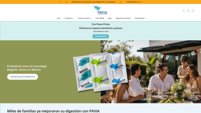 PAVIA PROBIÓTICOS con probióticos vivos en biogel, prebiótico y nutrientes