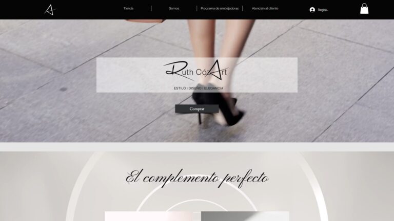 Captura del sitio de Ruth Cózart con calzado femenino, tacones y sandalias