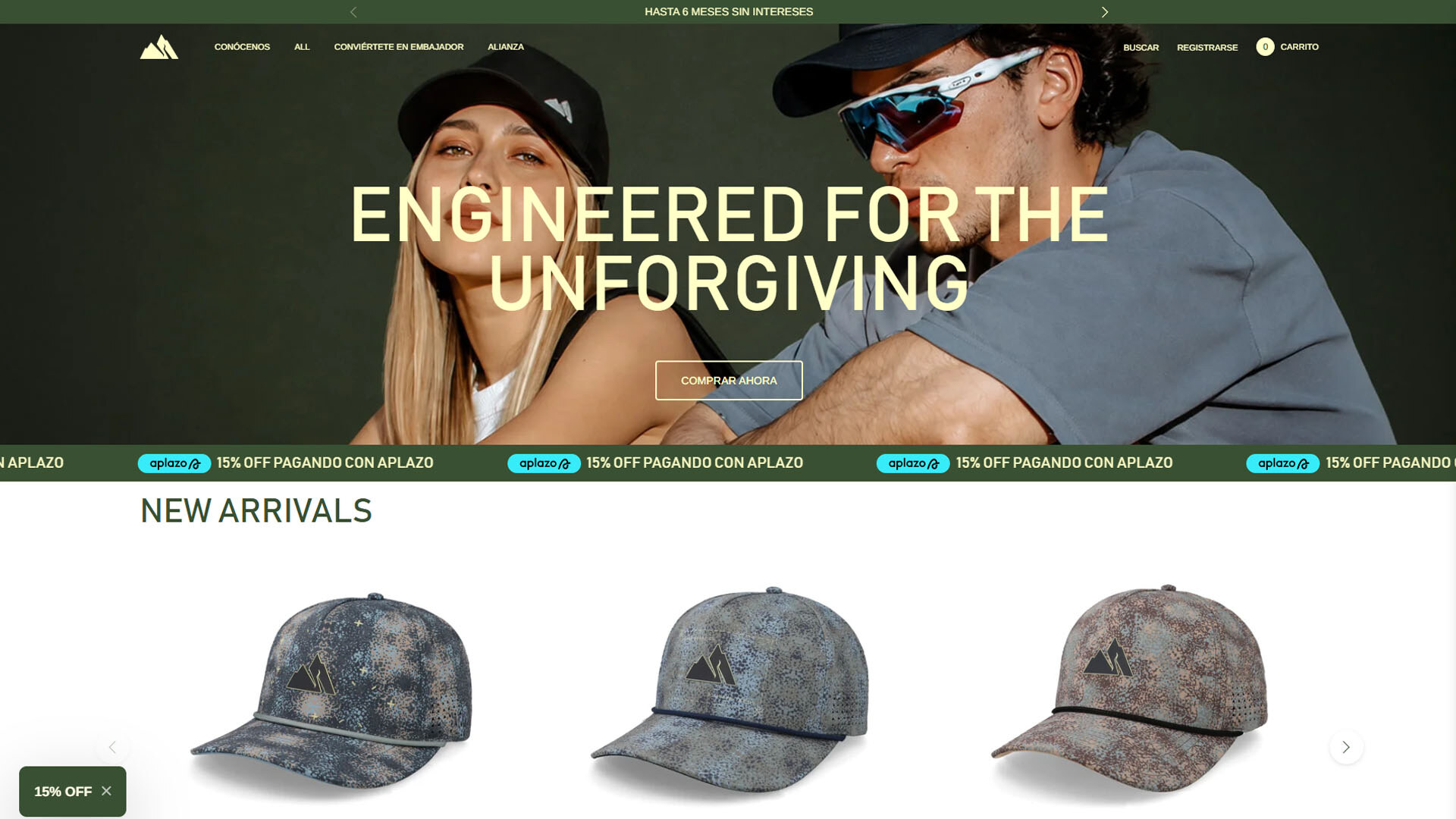 Gorra Sierra Madre en color oscuro con diseño outdoor