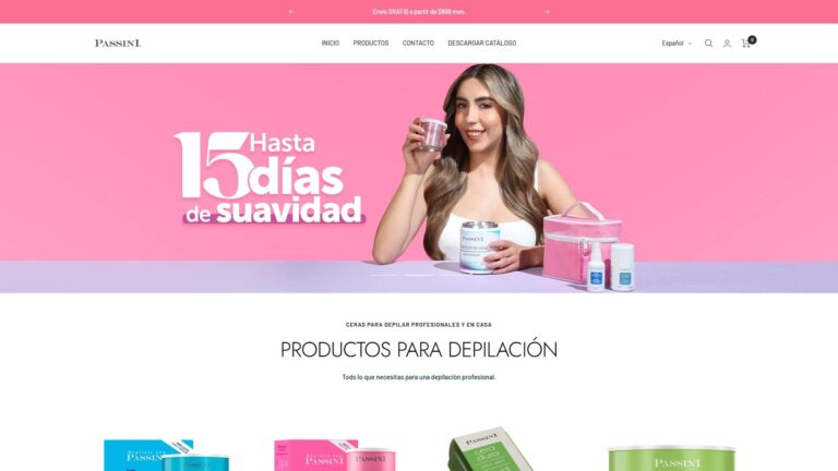 Captura de la página de inicio de Passini