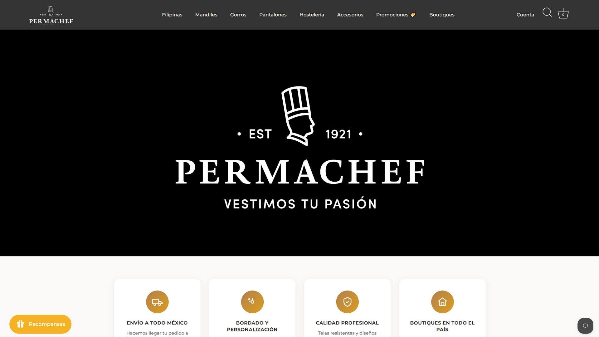 Captura del sitio web de PermaChef.