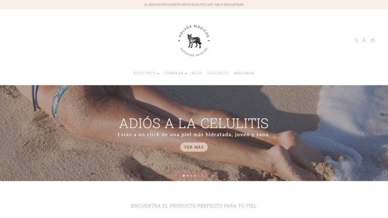 Captura del sitio web de Polvos Mágicos.
